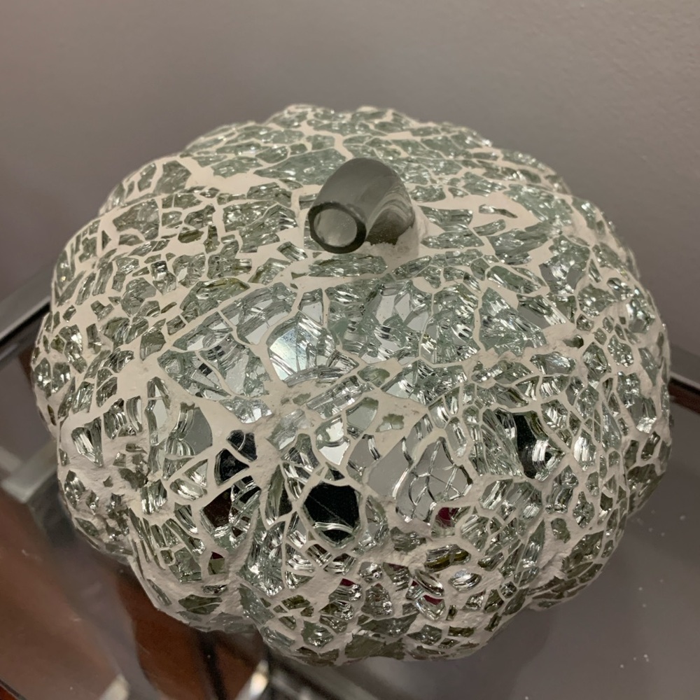 Silver Mosaic Pumpkin Decor